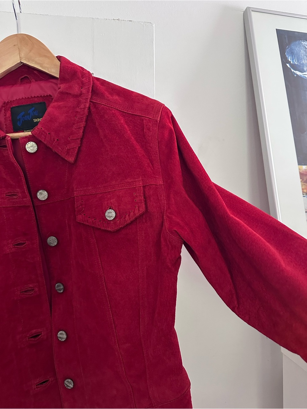 Jou Jou Skins Vintage Red Suede Leather Jacket — Size M - Picture 3 of 9